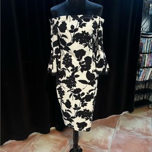 Black and white off shoulder dress